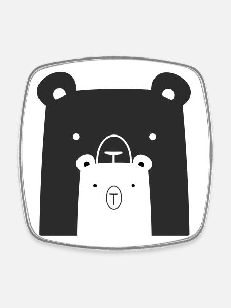 Bären Bär Eisbär Braunbär I Geschenkidee - Viereckiger Kühlschrankmagnet - Weiß