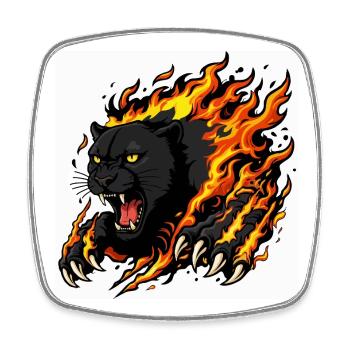 Zwarte panter in vlammen - Square fridge magnet - white - Front