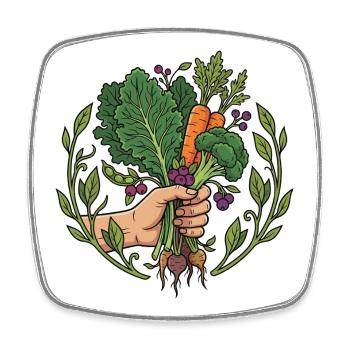 Harvest Hand Carrots & Root Vegetables - Square fridge magnet - white - Front