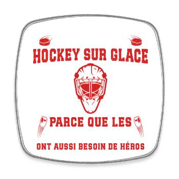 je joue au hockey sur glace cadeau drôle hockey - Square fridge magnet - white - Front