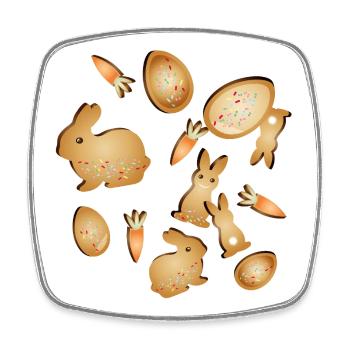 Easter Cookie Cookie Motifs Set with Bunny & Egg - Square fridge magnet - white - Front