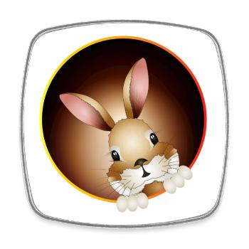 Curious rabbit looks out of the rabbit hole - Square fridge magnet - white - Front