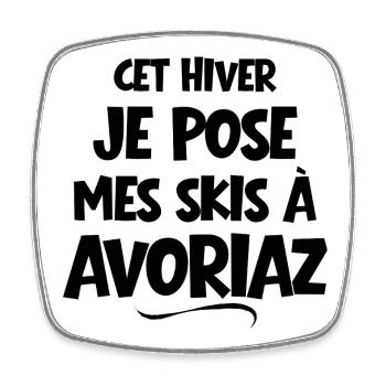 ski area, skiing, Avoriaz - Square fridge magnet - white - Front