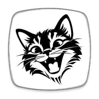 Laughing Cat | Funny Cats T-Shir - Square fridge magnet - white - Front