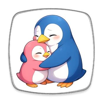 Kuschelpinguine Umarmung - Viereckiger Kühlschrankmagnet - Weiß - Vorne