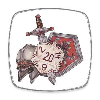 Rollenspiel Tabletop D20 Würfel Geschenk Kämpfer - Viereckiger Kühlschrankmagnet - Weiß - Vorne