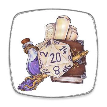 Role Playing Game Tabletop D20 Dice Gift Wizard - Square fridge magnet - white - Front