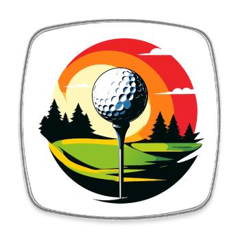 Golfball Golfplatz Golftee Landschaft Golf Motiv - Viereckiger Kühlschrankmagnet - Weiß - Vorne