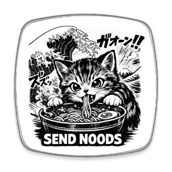 Katze isst Ramen Nudeln Poster - Viereckiger Kühlschrankmagnet - Weiß - Vorne