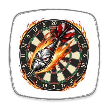 Flame arrow meets dartboard - Square fridge magnet - white - Front
