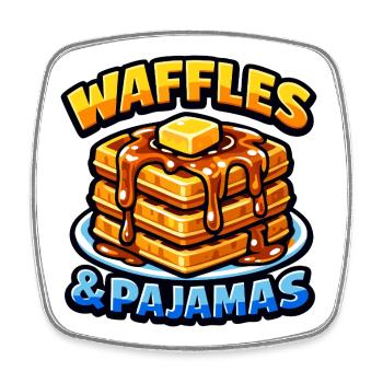 Waffles and pajamas love breakfast waffles - Square fridge magnet - white - Front