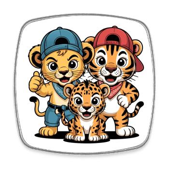Kuscheltiger Trio Caps - Viereckiger Kühlschrankmagnet - Weiß - Vorne