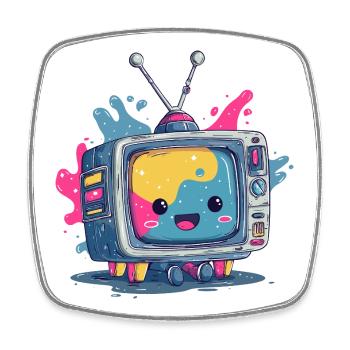 Colorful TV buddy - Square fridge magnet - white - Front