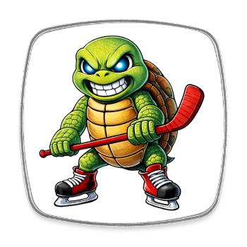 Süße Schildkröte Eishockeyspieler Cartoon Hockey - Square fridge magnet - white - Front