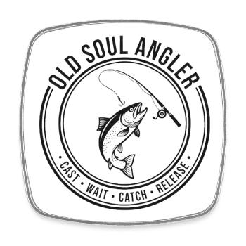 OLD_SOUL_ANGLER - Square fridge magnet - white - Front