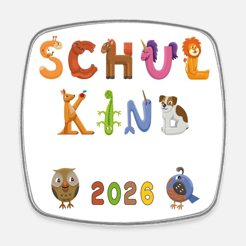 Schule 2026 Bunte Buchstabenwelt - Viereckiger Kühlschrankmagnet - Weiß