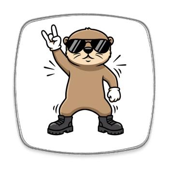 Otter Rock Music Baby Gift Funny - Square fridge magnet - white - Front