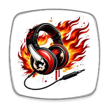 Conception du crâne casque à flamme - Magnet carré - blanc - Devant