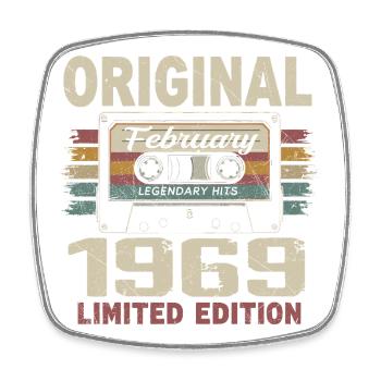 February 1969, February 1969 Birthday Gift - Square fridge magnet - white - Front