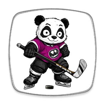 Eishockeyspieler Panda - Viereckiger Kühlschrankmagnet - Weiß - Vorne