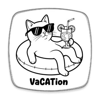 Vacances pour chat au bord de la piscine VaCATtion - Magnet carré - blanc - Devant