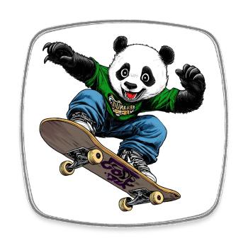 Skateur Panda Bear - Magnet carré - blanc - Devant