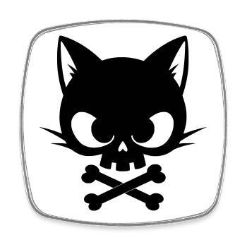 Katzen-Schädel mit Knochen | Gothic Cute Icon - Viereckiger Kühlschrankmagnet - Weiß - Vorne