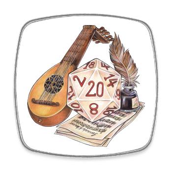 Role Playing Game Tabletop D20 Dice Gift Bard - Square fridge magnet - white - Front