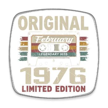 February 1976, February 1976 Birthday Gift - Square fridge magnet - white - Front
