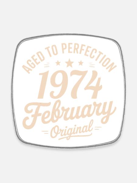 Février 1974 - February 1974 - Square fridge magnet - white