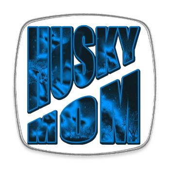 Husky Mom Neon Nachtwald - Viereckiger Kühlschrankmagnet - Weiß - Vorne
