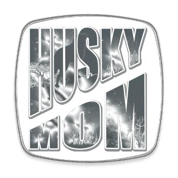 Maman Husky dans la neige - Magnet carré - blanc - Devant