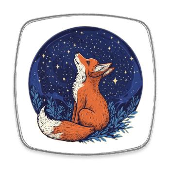 Fuchs und Sterne - Viereckiger Kühlschrankmagnet - Weiß - Vorne