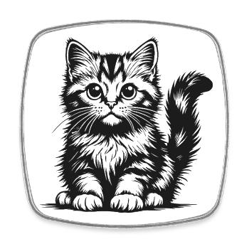 Schwarze Katzen Silhouette - Viereckiger Kühlschrankmagnet - Weiß - Vorne
