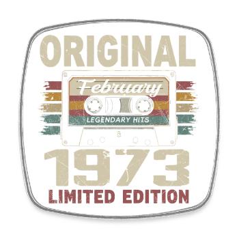 February 1973, February 1973 Birthday Gift - Square fridge magnet - white - Front