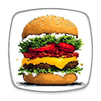 Pixelhamburger Retro Pixel Art - Square fridge magnet - white - Front