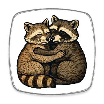 Embraced raccoon friendship - Square fridge magnet - white - Front
