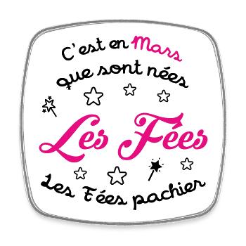 Anniversaire Mars - Les Fées pas chier ! - Magnet carré - blanc - Devant