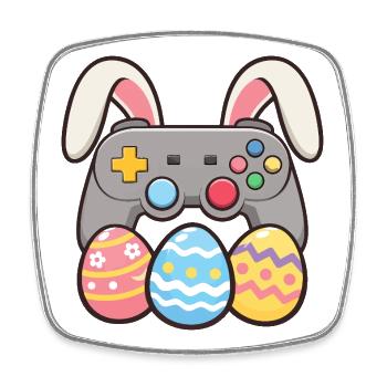 Manette de jeu Bunny Gaming Amusement de Pâques - Magnet carré - blanc - Devant