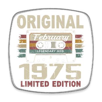 February 1975, February 1975 Birthday Gift - Square fridge magnet - white - Front