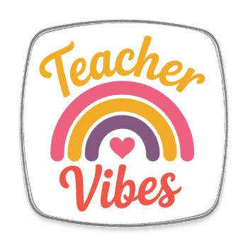 Teacher Vibes - Viereckiger Kühlschrankmagnet - Weiß - Vorne