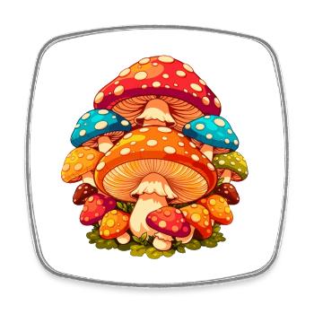Colorful Toadstools Cartoon - Square fridge magnet - white - Front