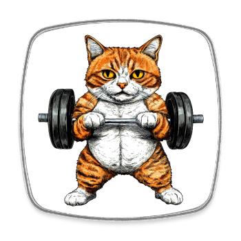 Fitness des chats - Magnet carré - blanc - Devant