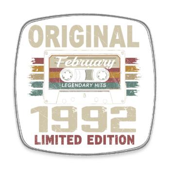 February 1992, February 1992 Birthday Gift - Square fridge magnet - white - Front