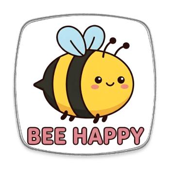 Bee Happy | Cute Kawaii Honey Bee Pun - Square fridge magnet - white - Front