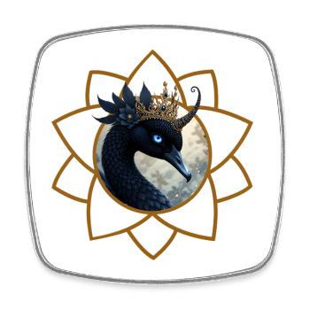 Peacock crowned in Dorado - Square fridge magnet - white - Front