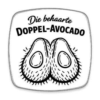 Doppel Avocado behaart unter der Gürtellinie - Viereckiger Kühlschrankmagnet - Weiß - Vorne