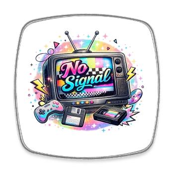 Logo t-shirt TV rétro Signal Arc-en-Ciel - Magnet carré - blanc - Devant