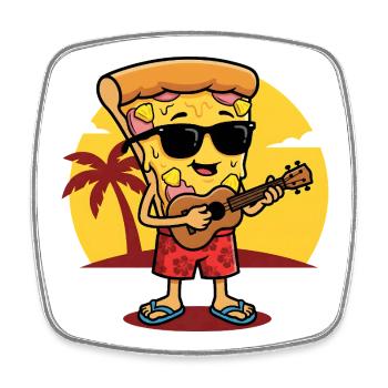 Guitariste de Sunset Beach Pizza - Magnet carré - blanc - Devant