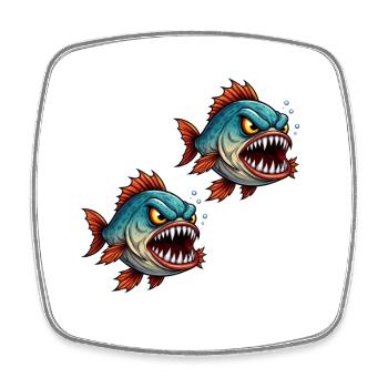 Chasseur en haute mer Piranha - Magnet carré - blanc - Devant